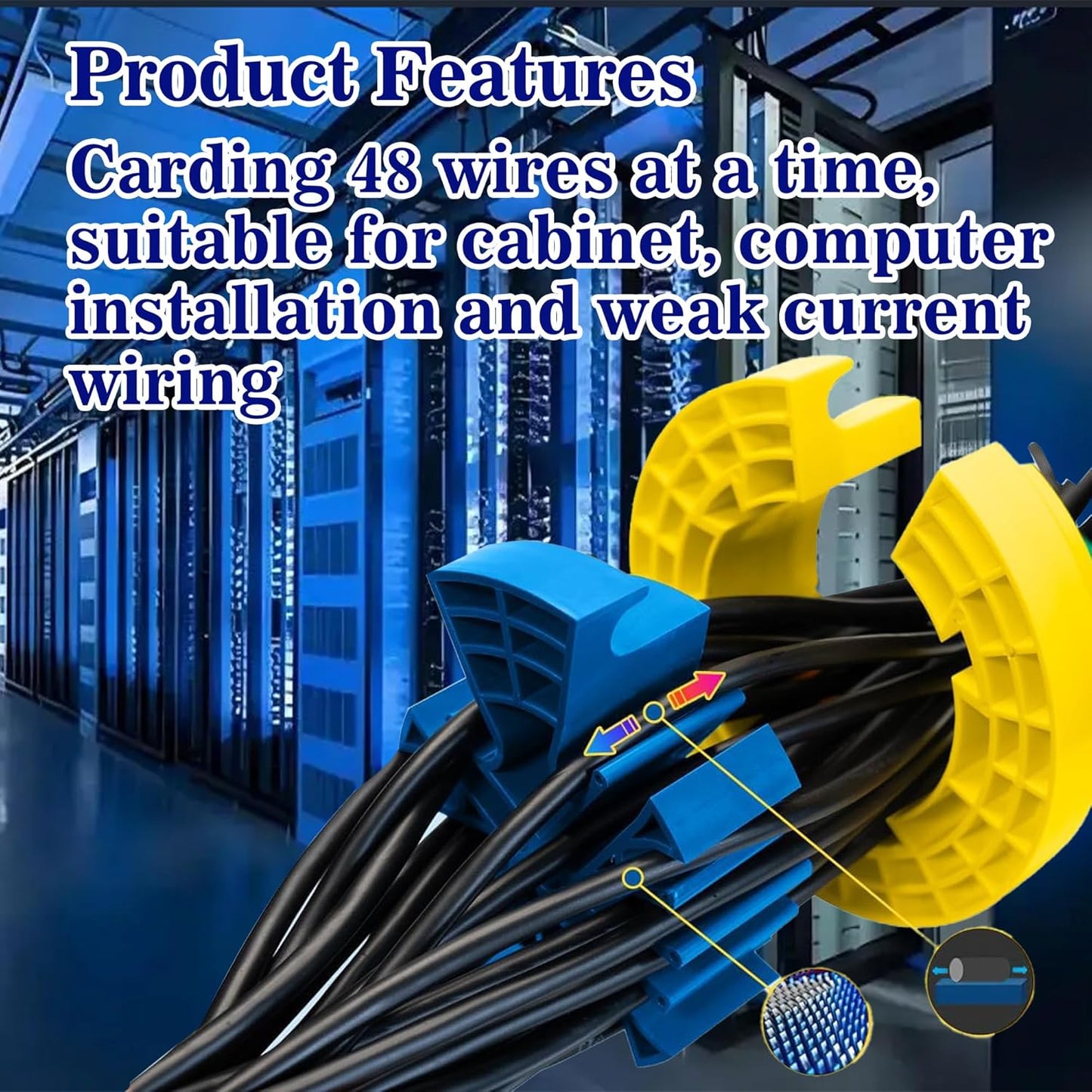 Skiennix Wire Comb - Ethernet Cable Management Organizer Tool | Cat5 & Cat6 Straightener (2 Pack, Yellow & Blue)