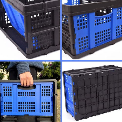 Foldable Plastic Storage Crate – Stackable & Collapsible Basket, 1.73 Cu Ft for Home, Office & Garage