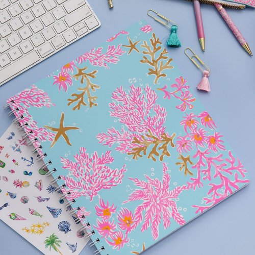 Lilly Pulitzer Large Hardcover Spiral Notebook, 11" x 9.5" with 160 College Ruled Pages (Royal Coral)