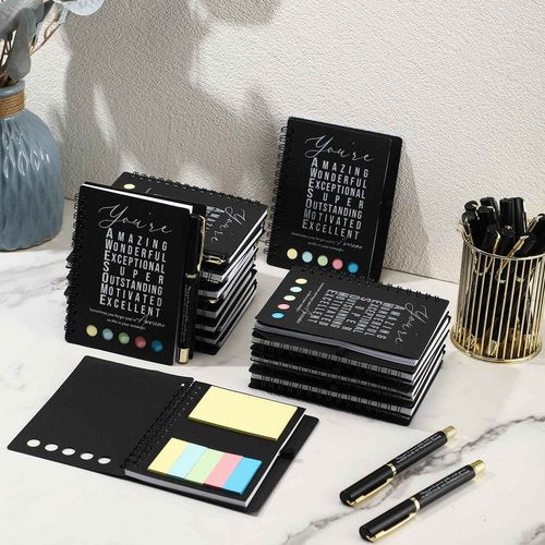 Jetec 25 Sets Team Employee Appreciation Gifts Bulk Office Inspirational Team Together Spiral Notebooks with Ballpoint Pens Thank You Gifts for Vet Tech Medical Assistant Coworker (Black,You Are)