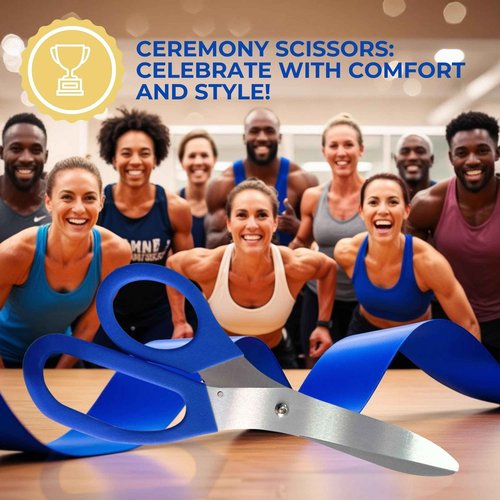 Blue Grand Opening Kit - 16 Inch Scissors for Grand Opening Ceremonies and Blue Satin Ribbon For Business Special Events and Inaugurations