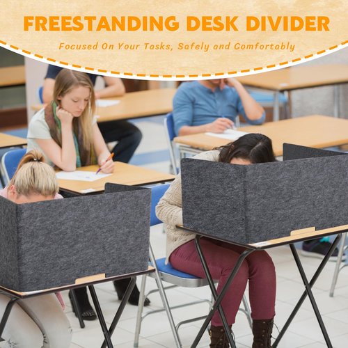 Kigley Acoustic Freestanding Desk Divider 24.8 x 15.75 x 15.75 Inch Noise Reducing Desk Privacy Panel Table Standing Testing Dividers Gray Desk Partition Office Furniture Partitions for Home (4 Pcs)
