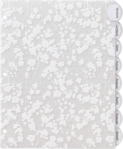 Avery Insertable Style Edge Plastic Dividers - 8-Tab Set with Assorted White Frosted Designs