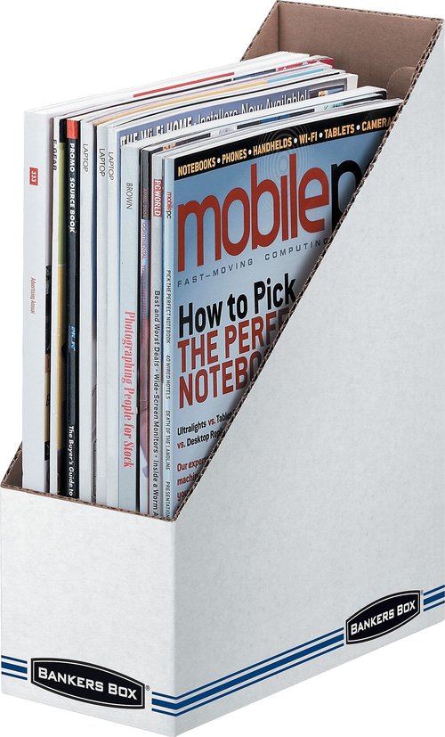 Bankers Box 10723 Corrugated Cardboard Magazine File, 4 x 9 1/4 x 11 3/4, White (Case of 12)