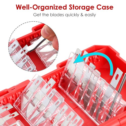 FASTPRO 40-Piece Precision Hobby Knife Set, 3pcs Craft Knives with 33pcs Blades, Exacto Knife Set Included Tweezers, Grindstone, Steel Ruler, Vernier Caliper and Storage Case