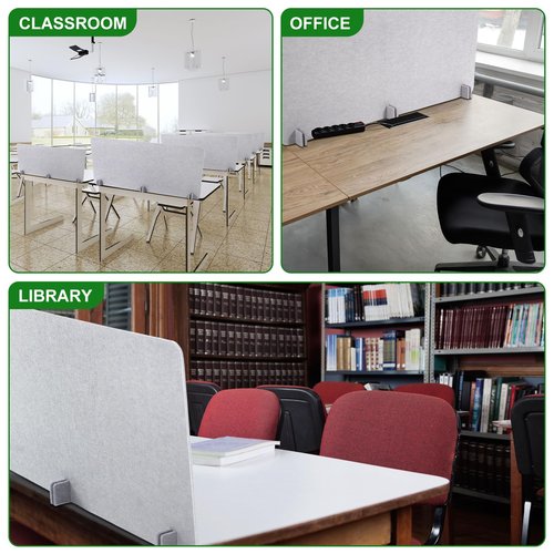DoubleFill 2 Pack Acoustic Desk Divider Partition 23.6 x 47.2 Stand up Freestanding Privacy Panel Noise Visual Distractions Reducing Table Divider for Student Reception Area Office(Beige)