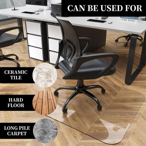 KAISLE Office Chair Mat for Carpet Floor, Plastic Rolling Chair Mat for Carpeted Floors, Computer Desk Chair Floor Mats, 48 x 30 Inch Rectangle Clear Heavy Duty Floors Protector 0.14 Inch Thick