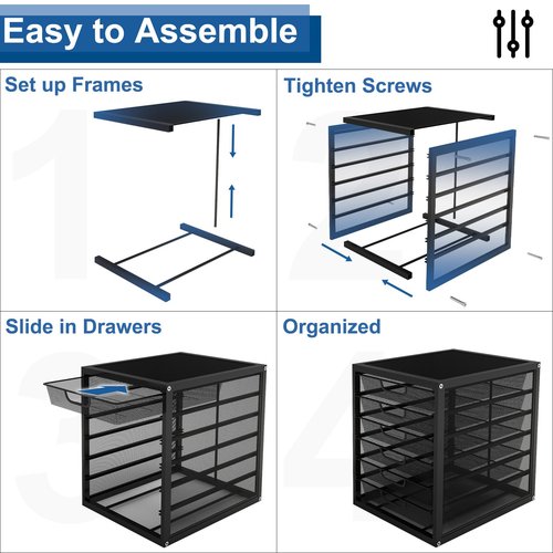 Natwind Mesh Desk Organizer with 6 Tier Sliding Drawers, Paper Sorter, Multi-Functional Home Office Supplies Storage Tray for Letters, Documents, Books, Mail, Files, Arts & Crafts Supplies - Black