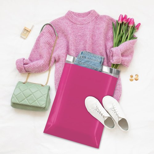Fuxury Poly Mailers - 14.5x19 Inch Waterproof Shipping Bags | 500 Pcs Strong Adhesive Pink Envelopes