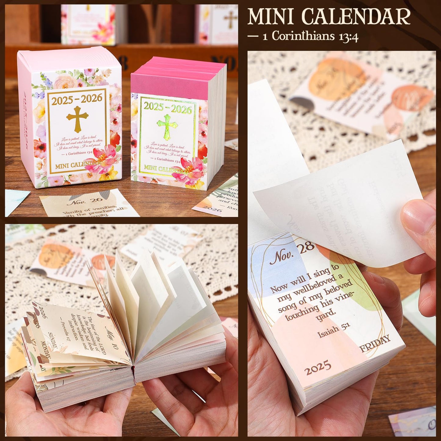 457 Sheets Daily Tear-Off Mini Desk Calendar Octomber 2025 - December 2026, A Bible Verse A Day Pocket Calendar for Planners Scrapbooking Journaling Notesbook, Perfect Christian Gifts for Women Kids