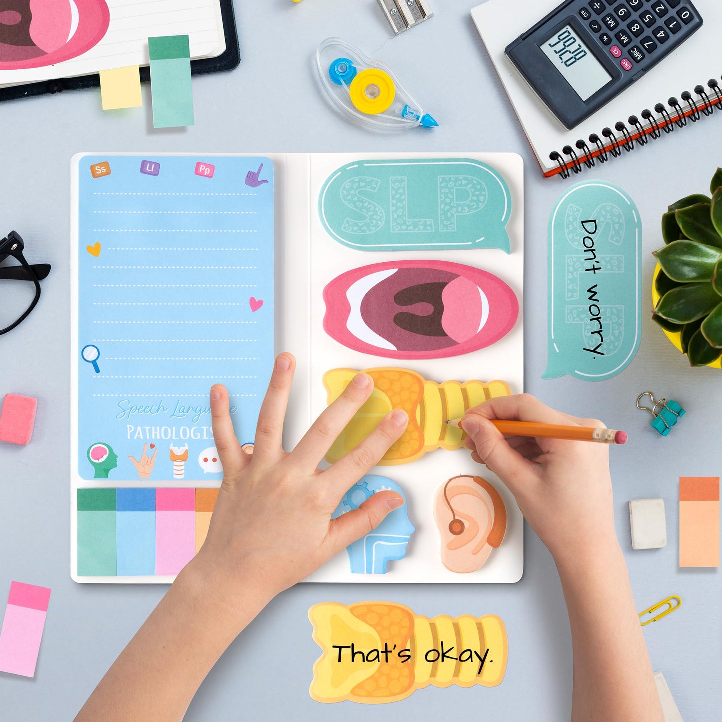 Xqumoi Speech Language Pathologist Sticky Notes Set - SLP Appreciation Self-Stick Note Pads Speech Therapy Writing Memo Pad Page Marker Bookmarker School Office Supplies Thanksgiving Christmas Gift