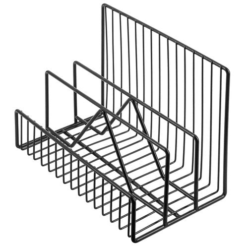 MyGift 3 Slot Matte Black Metal Wire Office Desk Mail Organizer and File Sorter Stand, Upright Desktop Paper Document Filing Storage Rack for Work or Home
