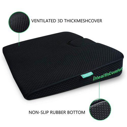 IHEALTHCOMFORT(19.7×17.7inches Extra Large Sciatica Seat Cushion for Office Chair,Oversized Car and Truck Seat Cushion,U-Cut Long Sitting Pain Relief Chair Pad