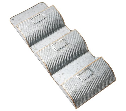 Mind Reader File Organizer, Office Organization, Magazine Rack, Wall Mount, Galvanized Metal, 12" L x 3.75" W x 32.25" H, Silver