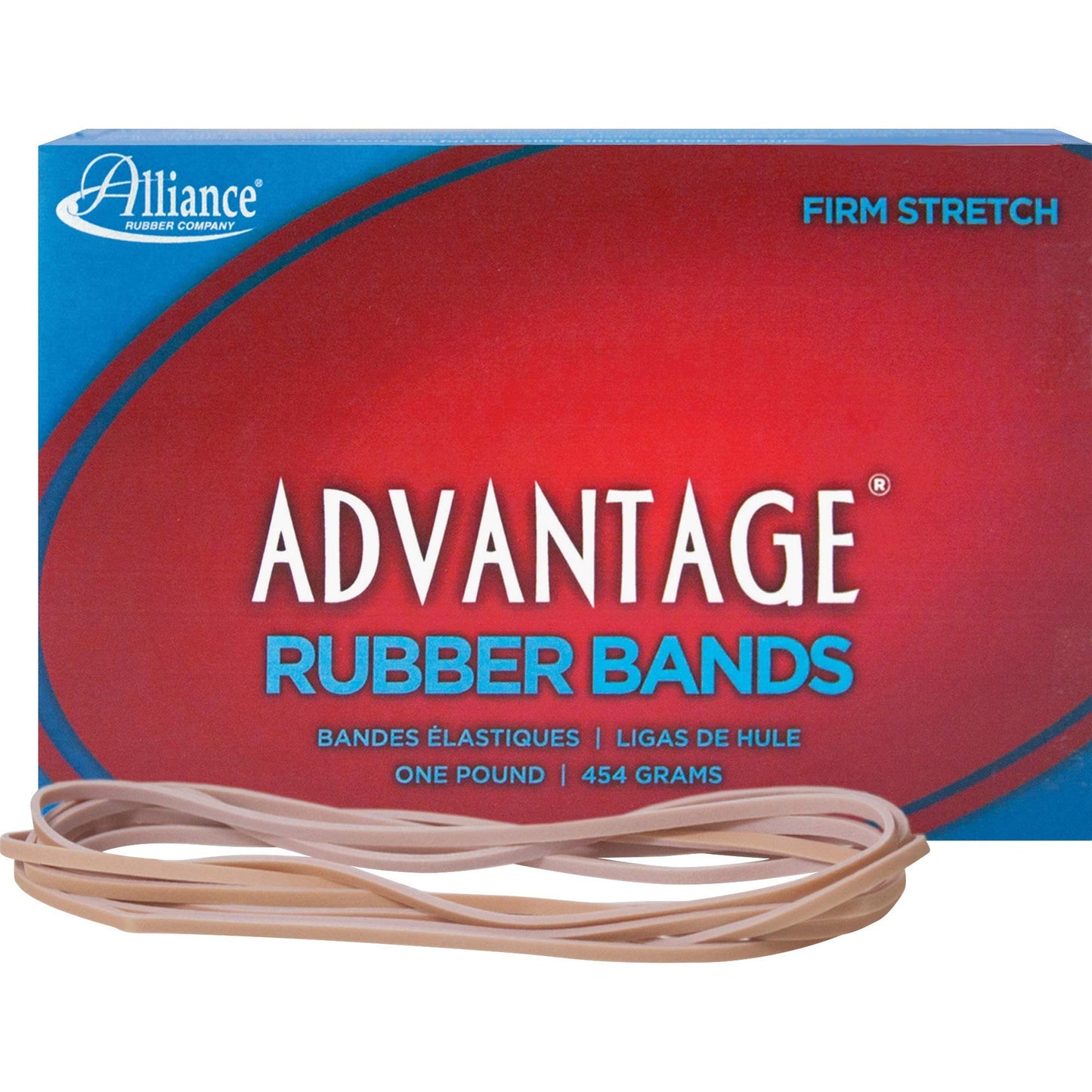 Alliance Rubber 27405 Advantage Rubber Bands Size #117B, 1 lb Box Contains Approx. 200 Bands (7" x 1/8", Natural Crepe) , Beige