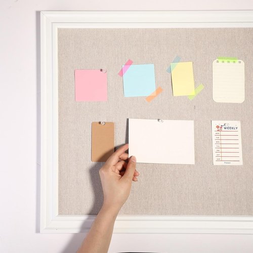 Colarr Bulletin Board - 30 x 20 Inch Decorative Wall-Mounted Notice Board | White Frame with Push Pins