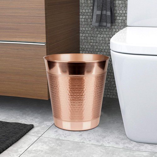 nu steel Hudson Copper Decorative Stainless Steel Small Trash Can Wastebasket, Garbage Container Bin for Bathrooms, Powder Rooms, Kitchens, Home Offices - Copper (HSC8H)