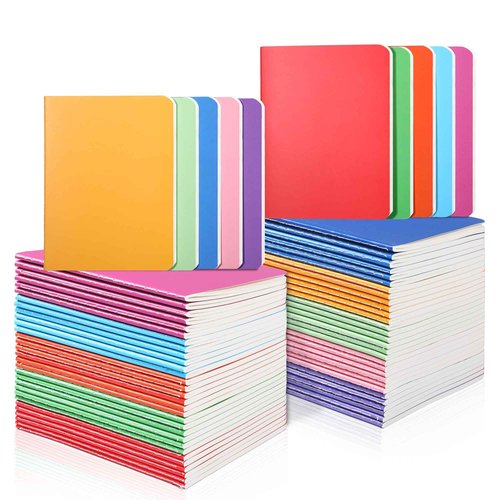 miikoul 100 Pack Small Colorful Blank Notebook Bulk,A6 Pocket Notepads Mini Journal Set for Student Traveler Office Back to School Supplies, 5.5" X 4", 30 Sheets/60 Pages,10 Colors