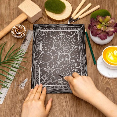 Yeaqee 8 Pcs 8 x 10 Inch Linoleum Block Rubber Carving Block Soft Linocut Blocks Large Linoleum Sheet Unmounted Lino Plates for Engraving Art Project Printmaking Artist Studio Supplies, Gray