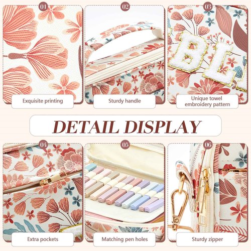 Sinload Large Bible Cover Case for Women, Bible Study Supplies 12 x 9 x 2.5 Chenille Letter PU Leather with Tabs Gel Pen Highlighters with Strap Back to School Supplies Christian Gifts for Girl