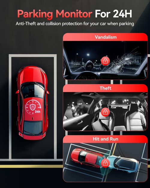 REDTIGER 530° All-Round 3 Channel Dash Cam, 2.5K+2.5K+1080P Front Rear and Inside Triple Car Dash Camera include128GB Card, Touch Screen, IR Night Vision, Built-in WiFi GPS, Parking Mode(VP20)