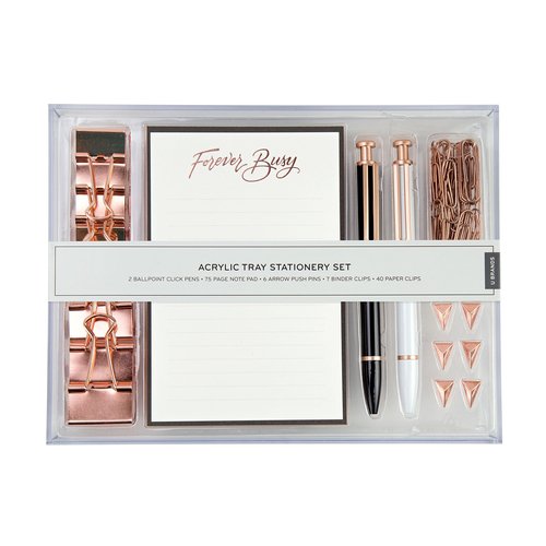 U Brands Desktop Acrylic Tray Stationery Set, Office Supplies Set, 57-Pieces (2259A04-16)