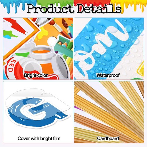 Qilery Art Theme Bulletin Board Set - Colorful Growth Mindset Paint Splatter Cutouts | Motivational Classroom Decor