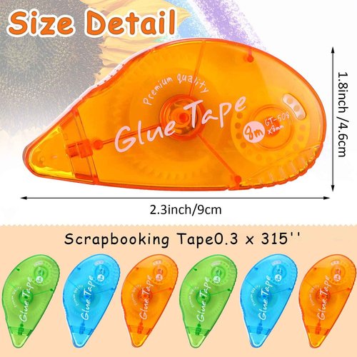 Geyee 30 Pack Double Sided Tape Roller Permanent Adhesive Scrapbooking 0.3 x 315'' Double Sided Tape Dispenser Dots for Journal Photo Paper Craft Arts Projects(Bright)