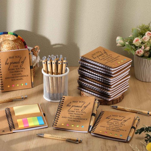 Moinchore 20 Sets Inspirational Notebook Bulk Christmas Employee Appreciation Gifts Spiral Weekly Planner Notebook with Sticky Note bamboo Pens for Holiday Coworker Nurse Staff (May You Be Proud)
