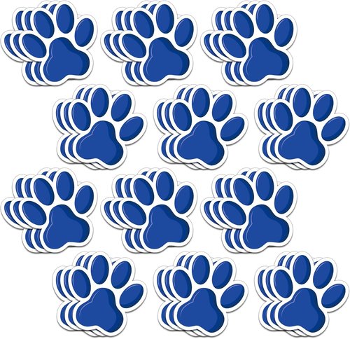 Junkin Mini Paw Prints Cutouts - 60 Pcs Bulletin Board Decorations | Blue Accents for Kids' Parties