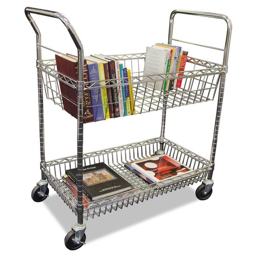 Alera ALEMC3518SR Carry-All 34.88 in. x 18 in. x 39.5 in. Basket/Shelf Mail Cart-Silver, 34.88" x 18" x 39.5"