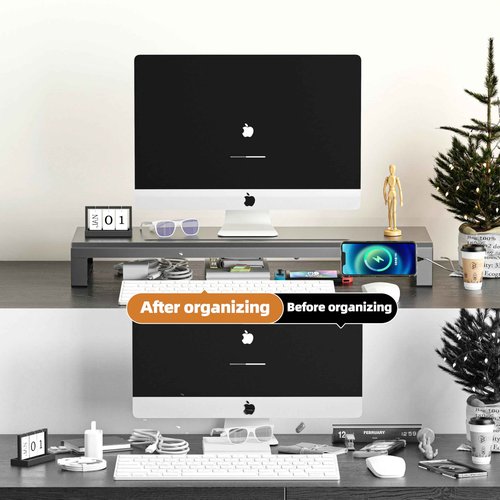 GECKOSTROLL Computer monitor stand Laptop Desk Shelf & Monitor Riser ，27.55 inches long desk riser Monitors/PC/Laptop/Computer Space Saver Organizer (Basic Version, 700mm)