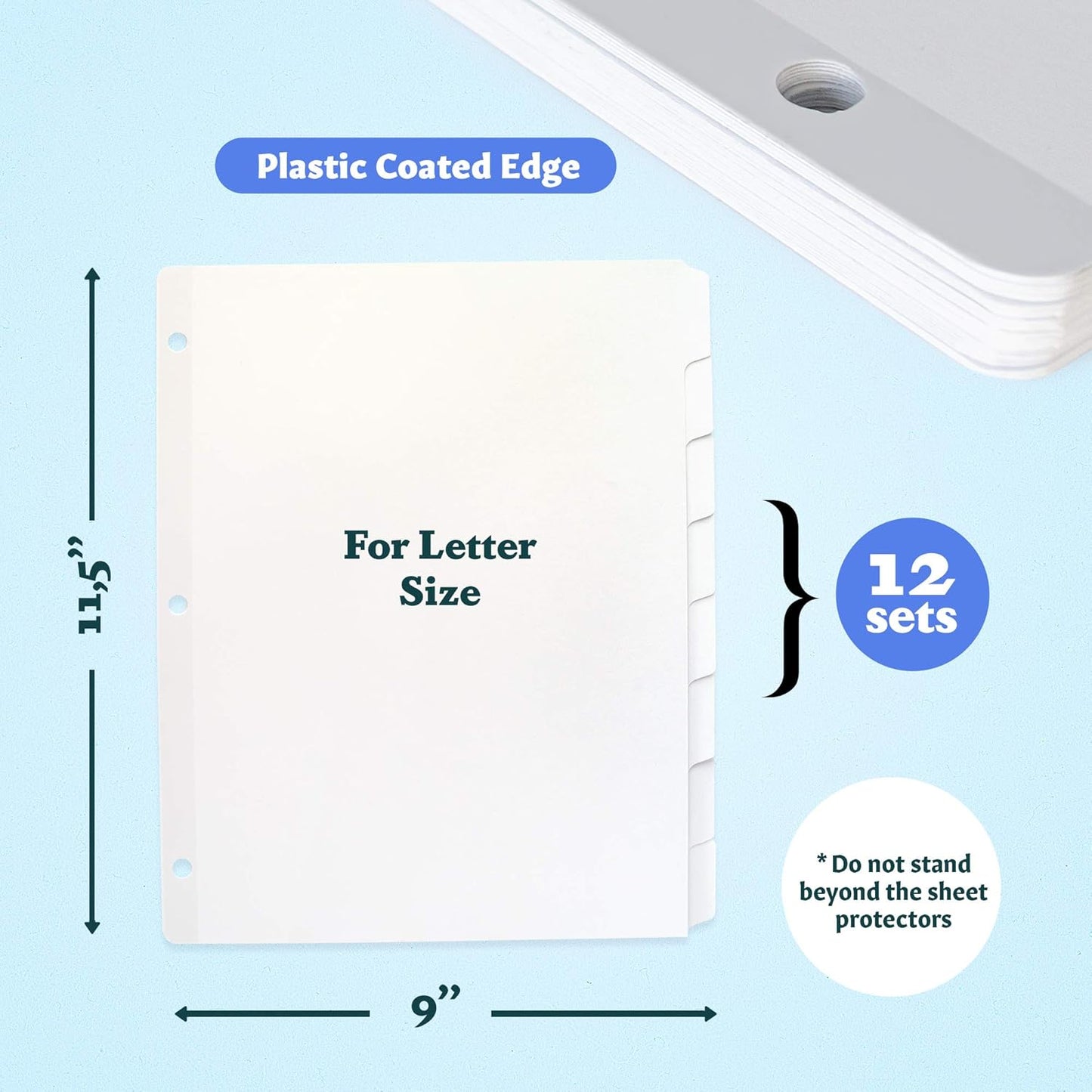 Binder Dividers with Tabs by [Brand Name] - Set of 12 Reinforced 8-Tab Dividers for 3 Ring Binders, White | Organize Documents Neatly