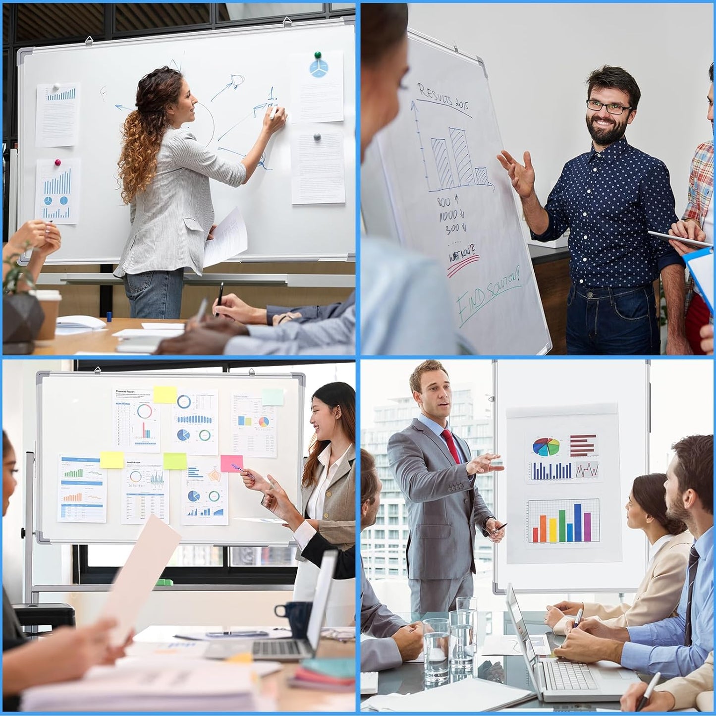 Tinlade Magnetic Dry Erase Whiteboard - 6 Pack Aluminum Frame for Home Office | 36 x 24 Inches
