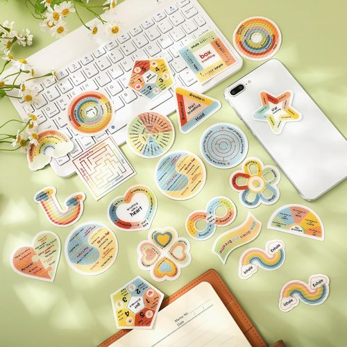 Libima 180 Pcs Anxiety Sensory Stickers - Mindfulness Decals for Calming Relief | Retro Colors