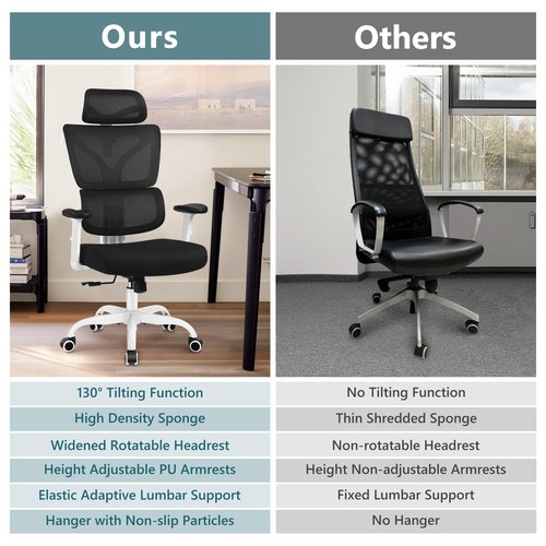 Winrise Office Chair Ergonomic Desk Chair, High Back Gaming Chair, Big and Tall Reclining chair Comfy Home Office Desk Chair Lumbar Support Breathable Mesh Computer Chair Adjustable Armrests(W-Orange)