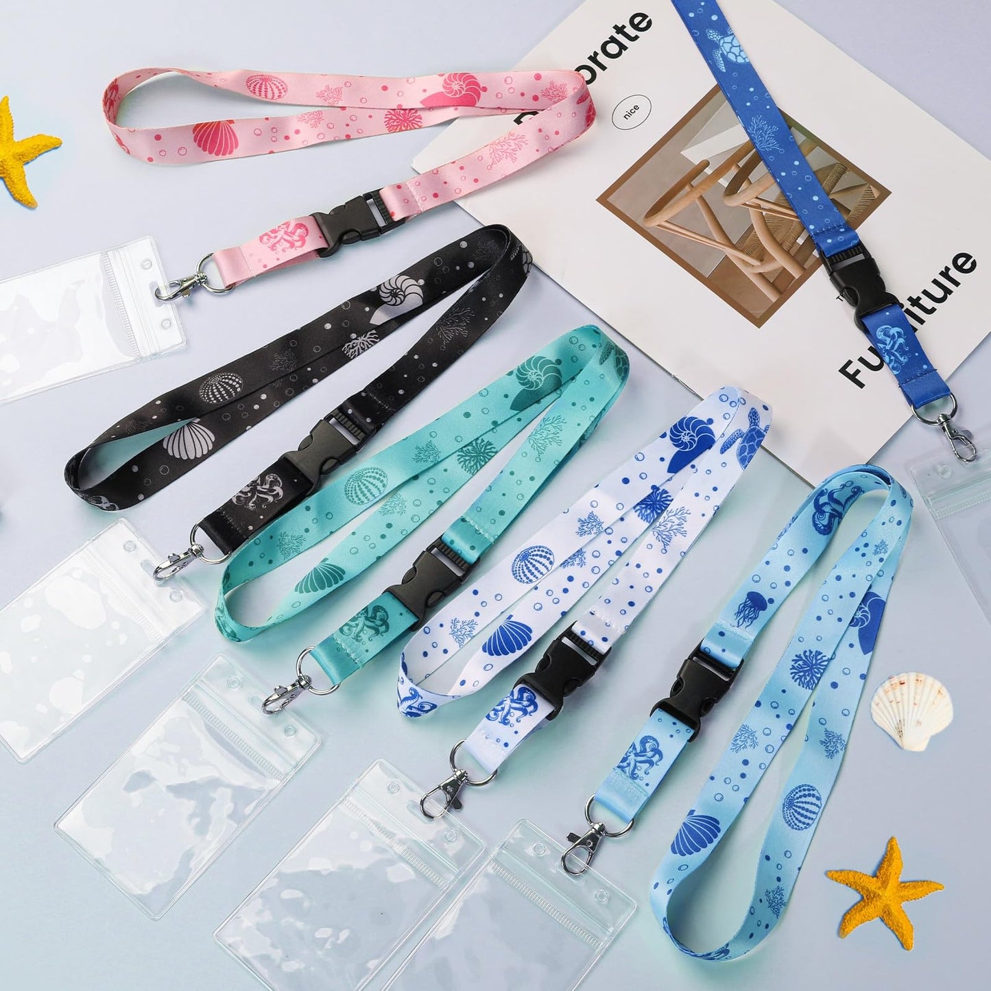 HONSIO 6 Pack Cruise Lanyard for Ship Cards Detachable Lanyards with Waterproof ID Badge Holders, Ocean Creature 2026 Cruise Essentials Accessories
