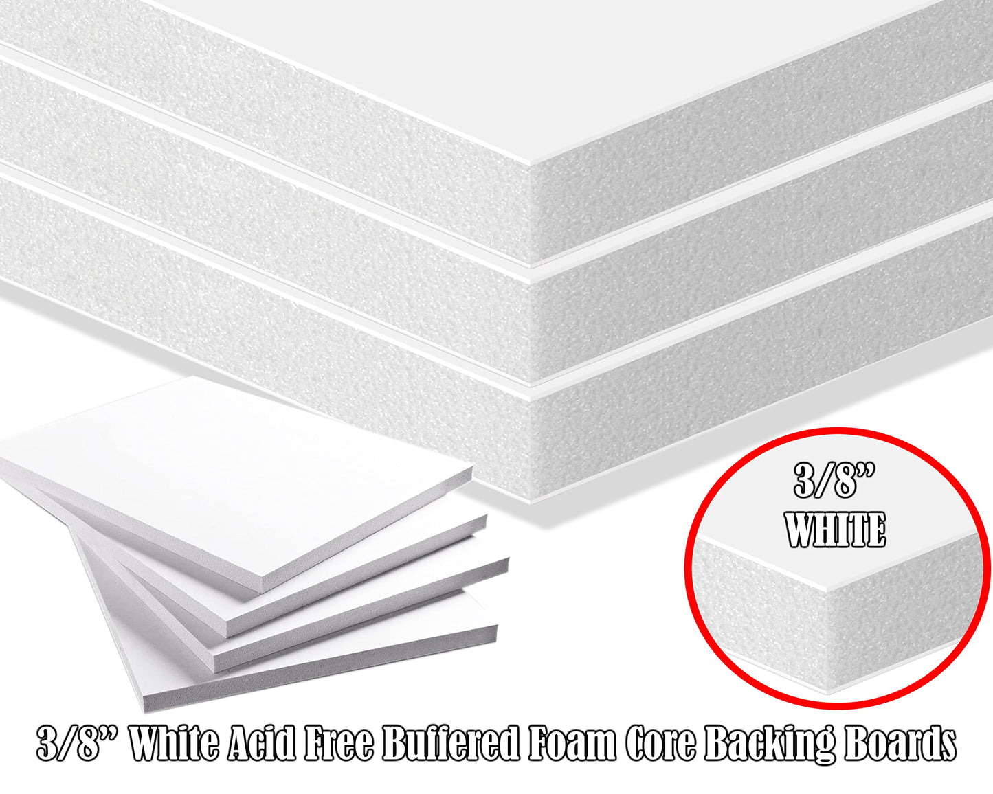 Foam Board 24x30 10PK 3/8 Thick Rigid Foam Core Boards, Foam Poster Board White Foamboard 24x30 Large Acid Free Foamcore Sheets, Polystyrene Foamboard Large Foamcore Backing for Backdrop, Display