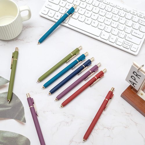 Linbsunne Gel Pens - Black Ink Fine Point 0.5mm Retractable Pens for Smooth Writing | Vintage - 10 Pcs