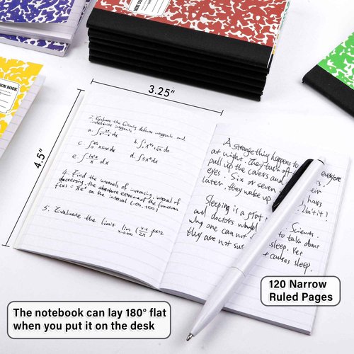 feela 90 Pack Mini Composition Notebook Bulk, Cute Pocket Composition Note Pad, Small Journal Notebooks for Students College School Supplies, 4.5" X 3.25", Narrow Ruled, 5 Marble Covers