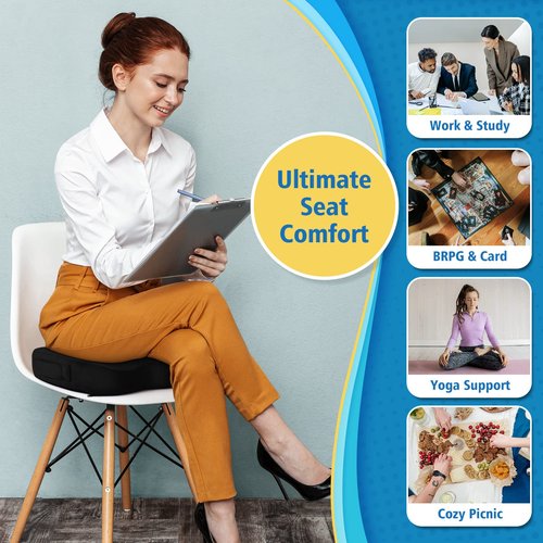 CloudBliss Gel Seat Cushion - Cooling Gel Enhanced, Memory Foam, Ergonomic Seat Cushion for Long Sitting - Back, Sciatica, Coccyx, Tailbone Pain Relief for Office, Game, Car, Airplane (X-Large, Black)