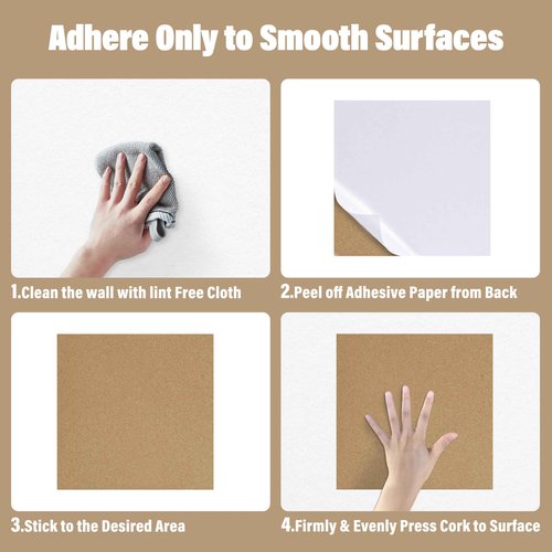 DAHAPYBOO Cork Board Bulletin Board 12x12,1/2" Thick Cork Board Tiles 12 Pack, Self-Adhesive Small Square Pin Board for Walls, Corkboards for Office Home School Message/Vision Board Decoration.