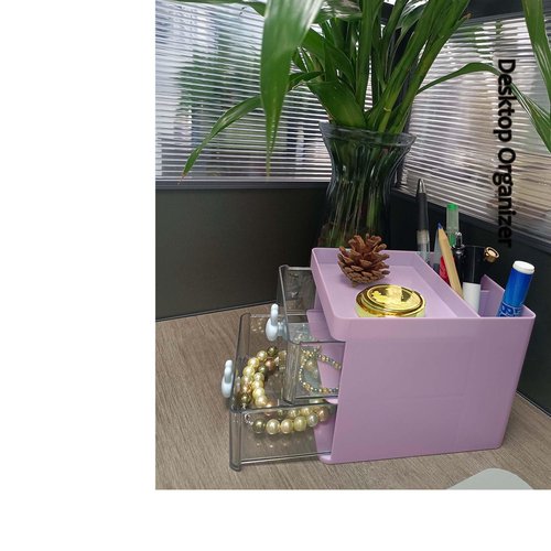 DPYSG_TO Elegant Transparent Acrylic Desk Organizer - Perfect for Office Desk Accessories, Cosmetic Organizer (Pink, L)