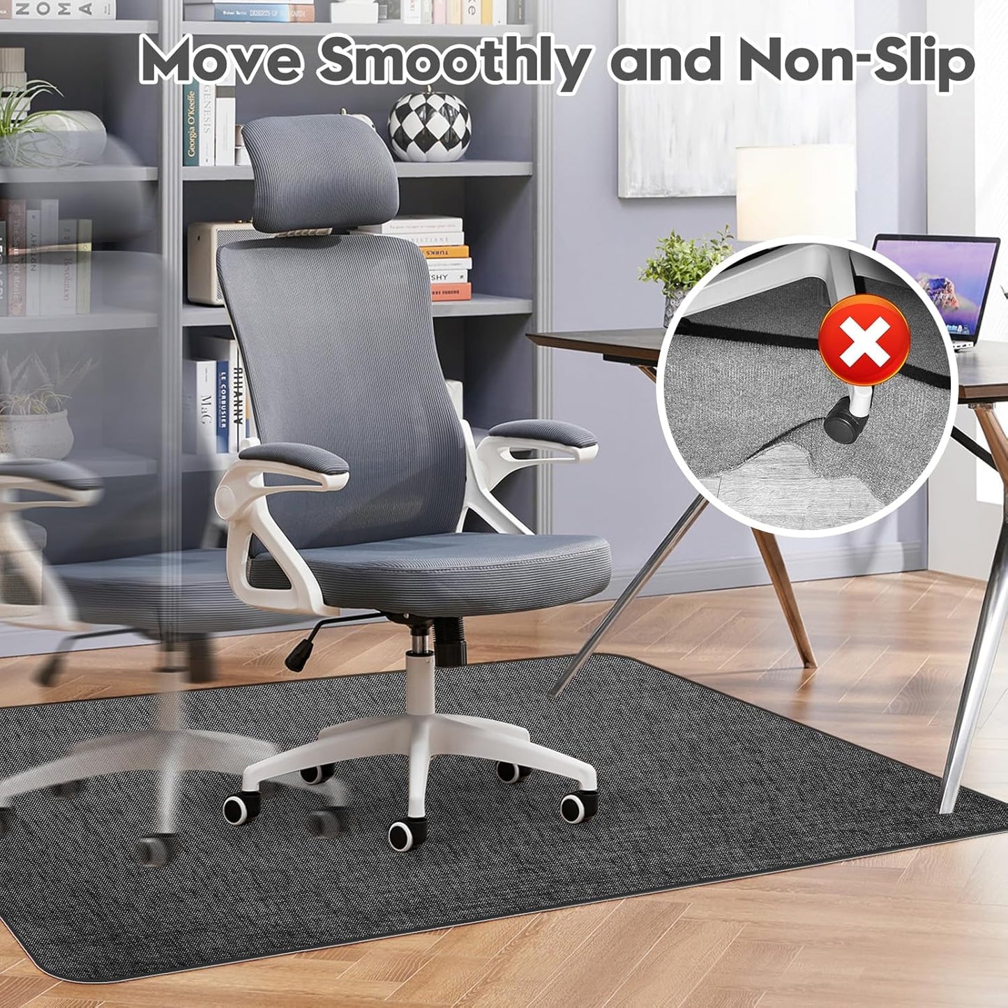 Sycoodeal Office Chair Mat - Heavy Duty Anti-Slip Floor Protector for Hardwood & Tile | Black (36" x 48")