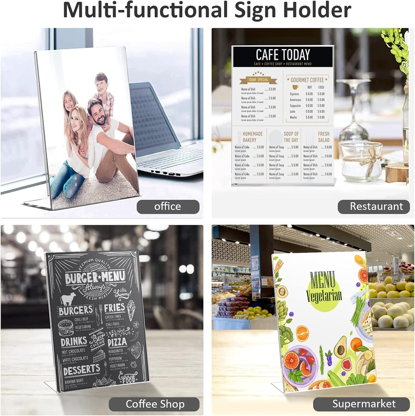 Slant Back Acrylic Sign Holder by [Brand Name] - 8.5x11 Inches Tabletop Display Stand | 3-Pack for Office & Home