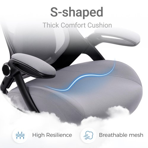 HYLONE 400lbs Heavy Duty Drafting Chair 5" Thickened Seat Office Chair with Flip-Up Armrests Tall Ergonomic Computer Chair with Lumbar Support and Adjustable Footrest Ring Standing Desk Chair(Grey)