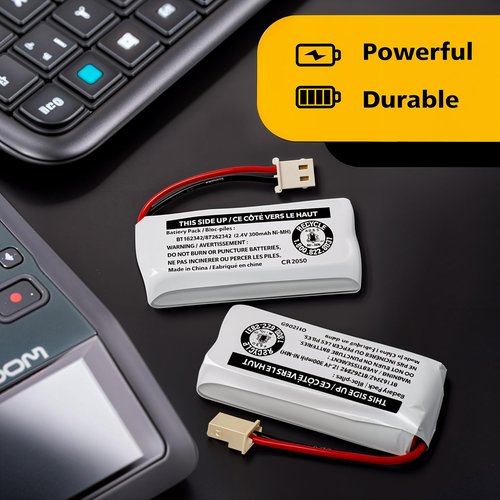 Cerepros 2-Pack BT162342/BT262342 2.4V 300mAh Battery Packs for VTech Cordless Phone