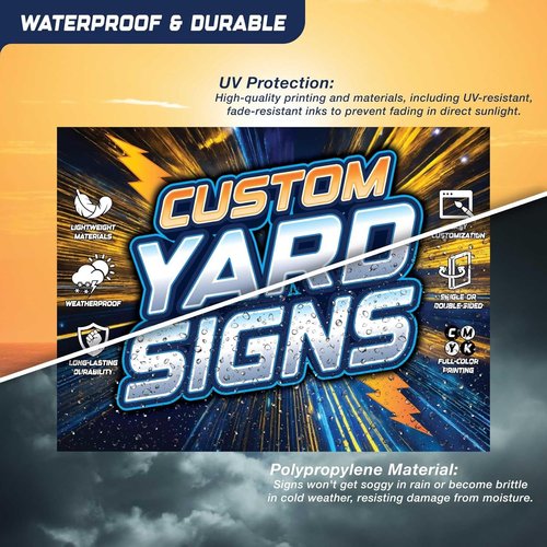 SignsDirect Custom 24x18 Yard Signs - UV Ink Printed, Waterproof, Full Color | 6-Pack with Optional H-Frame Stakes