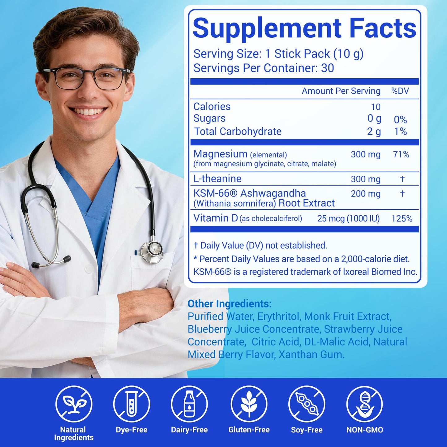 ASSR Calm Magnesium Glycinate Drink for Sleep Aid & Relaxation, Triple Magnesium Complex with KSM-66 Ashwagandha L-Theanine Vitamin D Balance Cortisol, Mood & Stress, No Sugar, Ready to Drink, 30ct