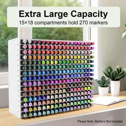 270-Slot Marker Holder with Adjustable Dividers, Marker Storage Organizer for Desk, Home, Office, Craft Room, and Classroom